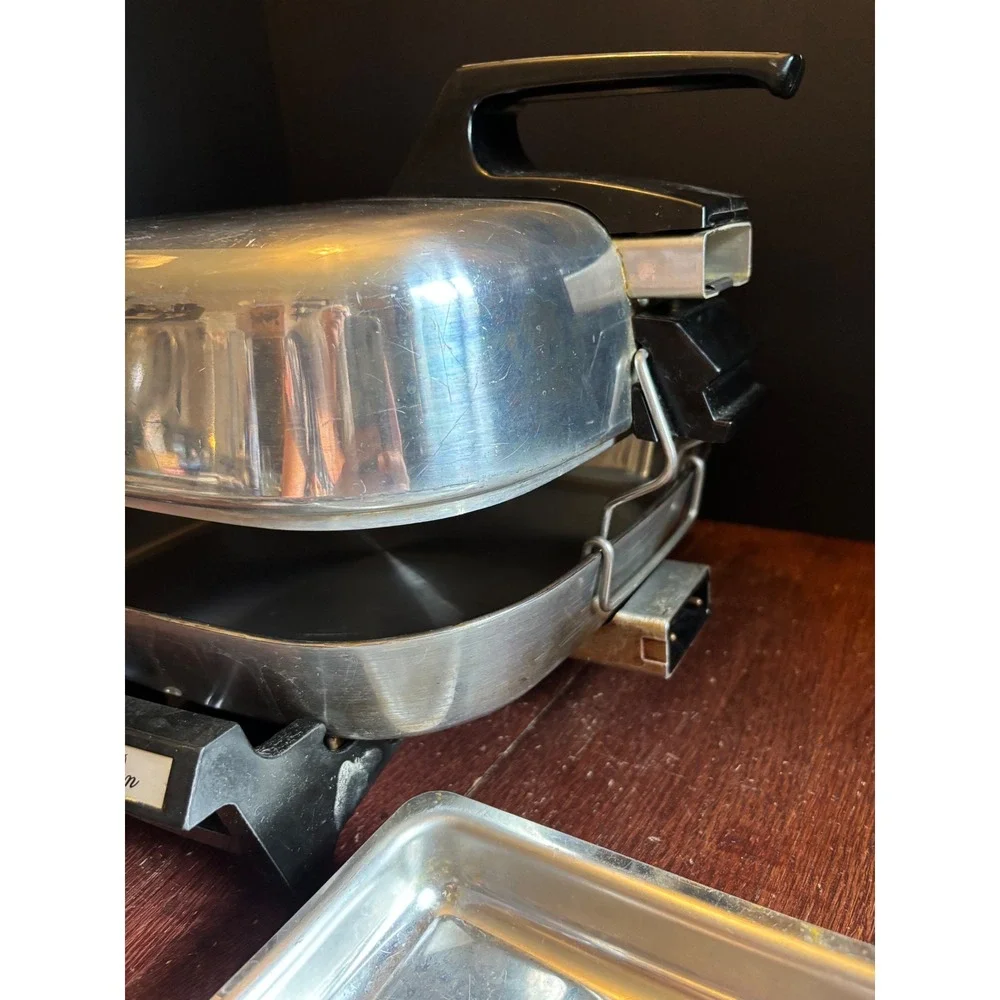 Hoover Vintage Electric Stainless Steel Fry Pan Skillet with Warming Tray 8650